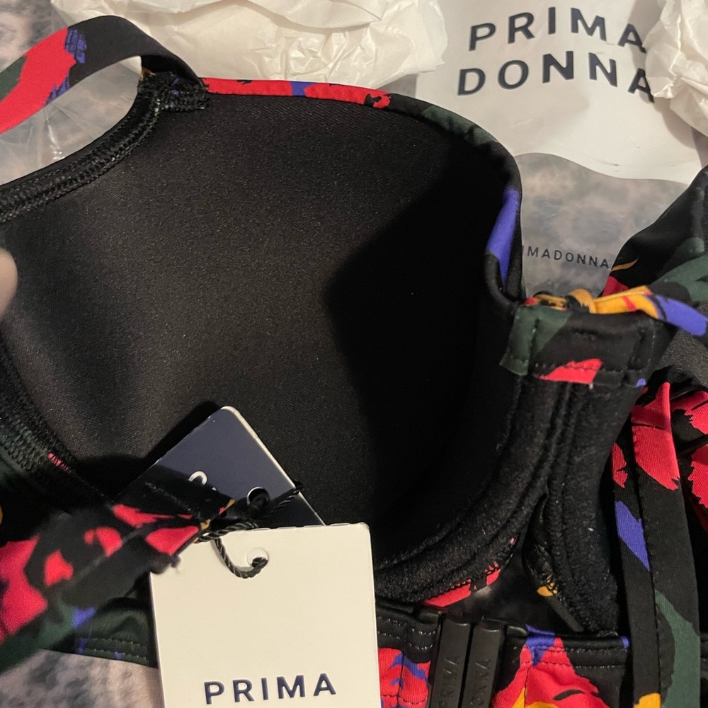 Prima Donna Black Oasis Bikini Set Top 32D + Bottoms S Black Cactus Adjustable - Picture 16 of 16